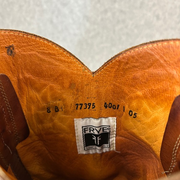 FRYE Sabrina Floral Inlay Campus Boots Brown Leather Western Womens Size 8B Vntg - Picture 4 of 16